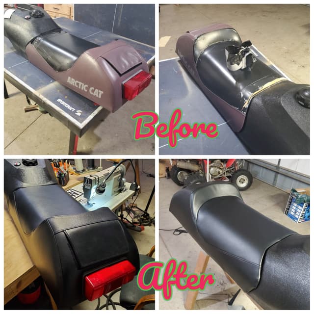 Snowmobile seat upholstery repair